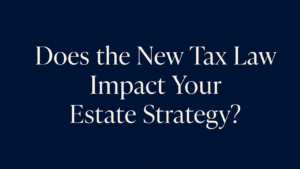 Dark blue banner, white tax does the new tax law impact your state strategy